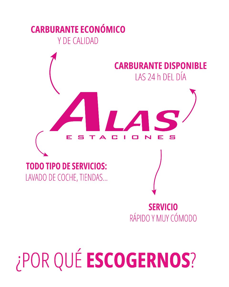 ¿Por qué escogernos?

⛽ Carburante económico y de calidad
🧼 Lavado de coche
🛒 Tiendas bien surtidas
🕓 Servicio 24h
🚗 Rápido, cómodo y siempre a mano

En Alas Estaciones, lo tienes todo.

#AlasEstaciones #ServicioCompleto
