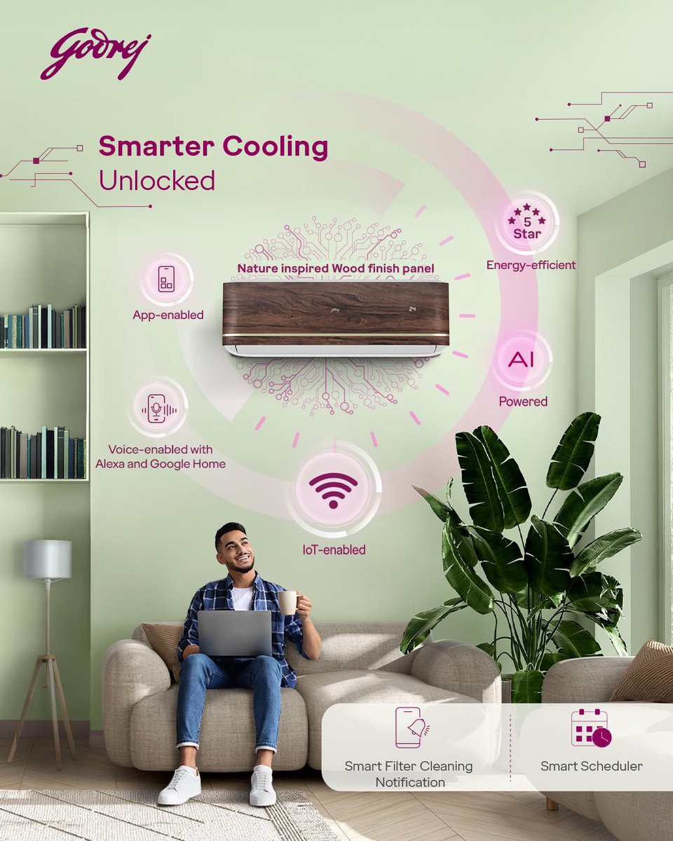 GodrejAppliance's tweet photo. Take full control of your comfort, anytime, anywhere with Smart ACs from Godrej.
#SmartAC #SmartLifeApp #ThingsMadeThoughtfully #SochKeBanayaHai https://t.co/Du1k3bpEui