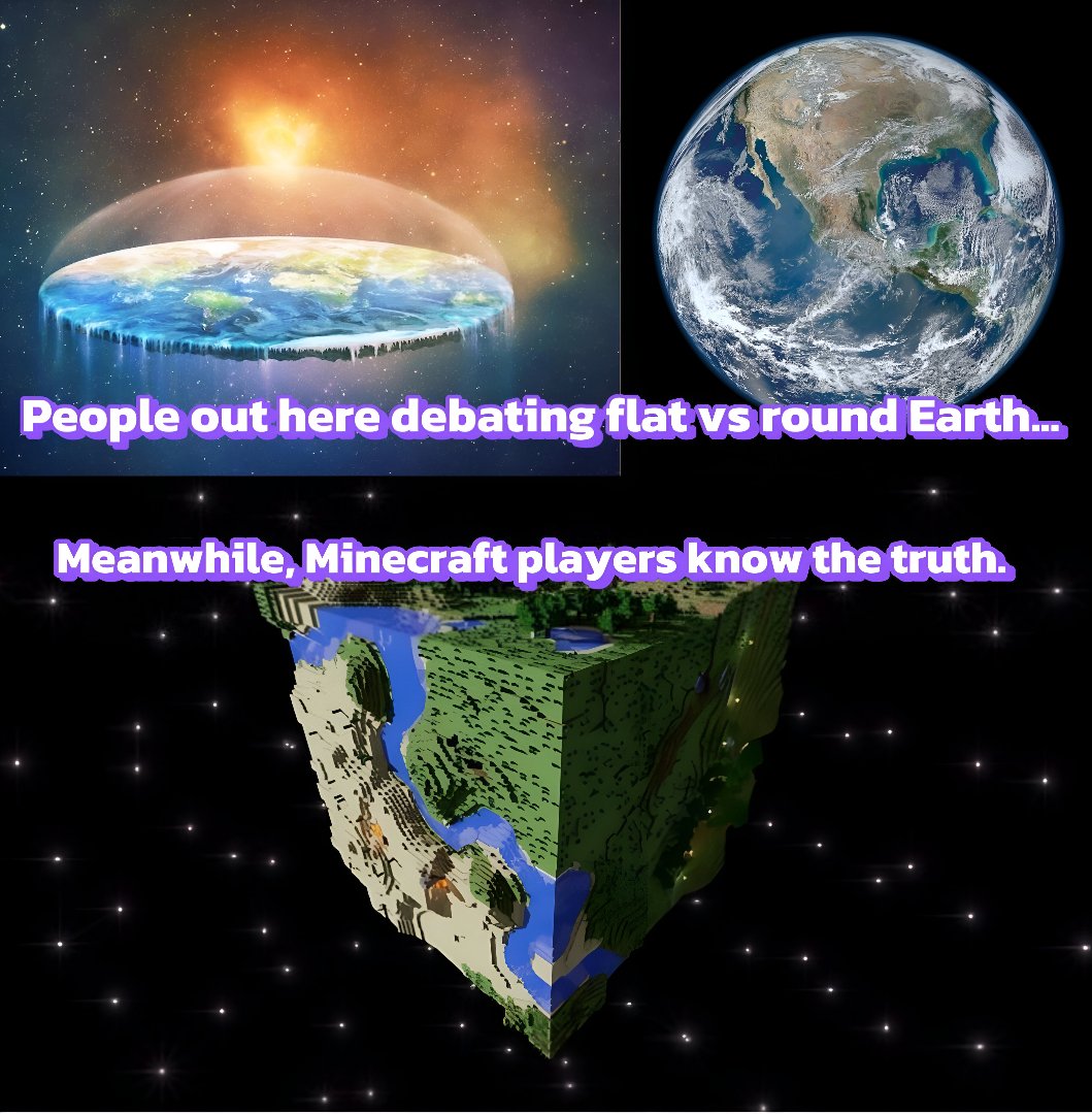 Minecraft_W72's tweet photo. Proof NASA doesn’t want you to see…

#MinecraftMeme #CubeEarth #NASAExposed https://t.co/cfzEDyvFrI