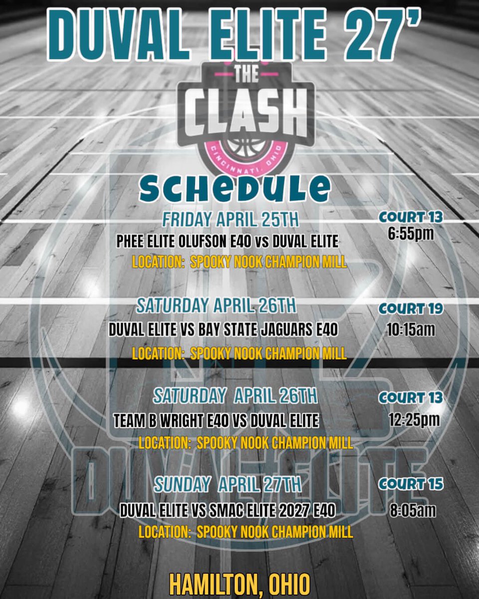 Come check me out at The Clash in Ohio! Here’s the schedule! <a href="/DuvalElite/">DuvalElite</a>