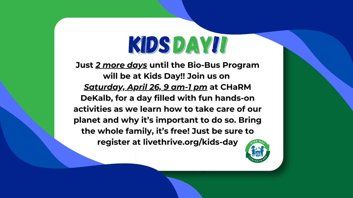 Only 2 days to go! The Bio-Bus Program will have activities all about water in the environment!
🗓 Saturday, April 26| 9 AM – 1 PM
📍 CHaRM DeKalb, 1225 Columbia Drive, Decatur, GA
🔗 Register now: t.gsu.edu/4349i3N
#STEMKids #STEMEducation #HandsOnLearning #K12