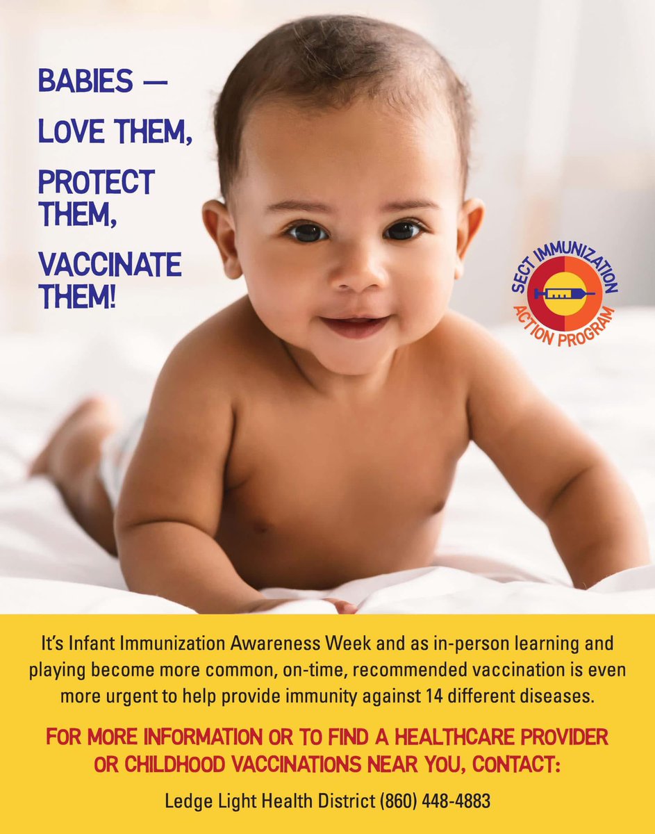 It’s National Infant Immunization Week and as in-person learning and playing become more common, on-time, recommended vaccination is even more urgent to help provide immunity again 14 different diseases! 

For more information, contact us at 860.448.4883.