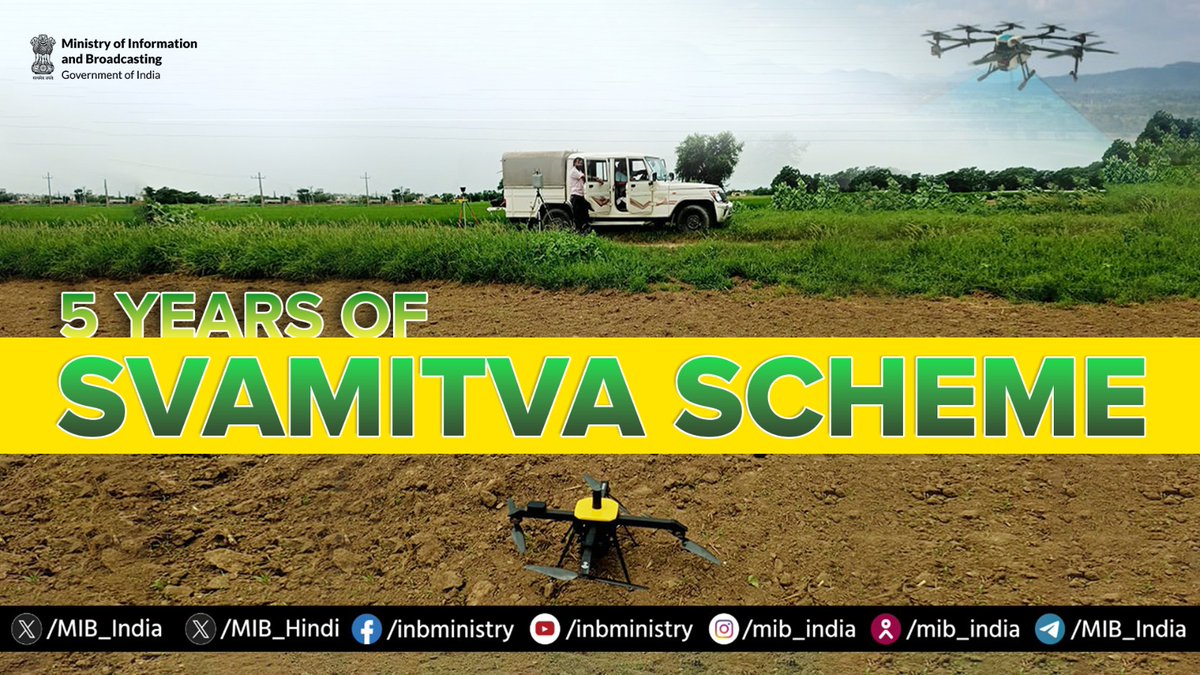 MIB_India's tweet image. SVAMITVA is more than a government program, it’s a step toward self-reliance, better planning and a stronger rural India.

Read More: pib.gov.in/PressNoteDetai… 

#SVAMITVA #SVAMITVAScheme