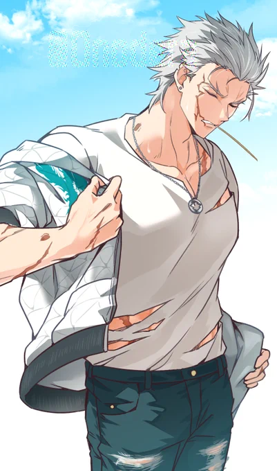 ダメージTシャツの破れ部分から傷チラしてたりしたら最高じゃない??という妄想 