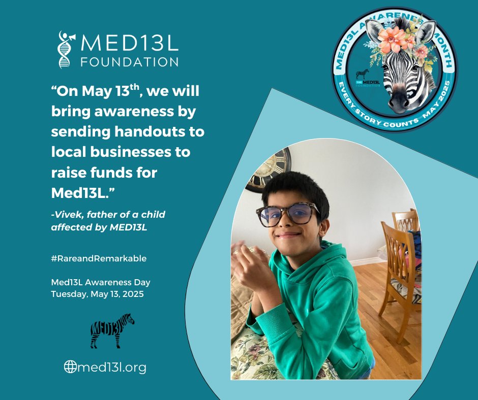 Med13L_Fdn's tweet photo. May is MED13L Awareness Month! We're featuring stories from caregivers about how they plan to celebrate their rare, remarkable children. Let's raise awareness &amp; show the world how hard we are working to provide the best life possible for our courageous families! #MED13 #Rare https://t.co/3LPRJ5TpWT