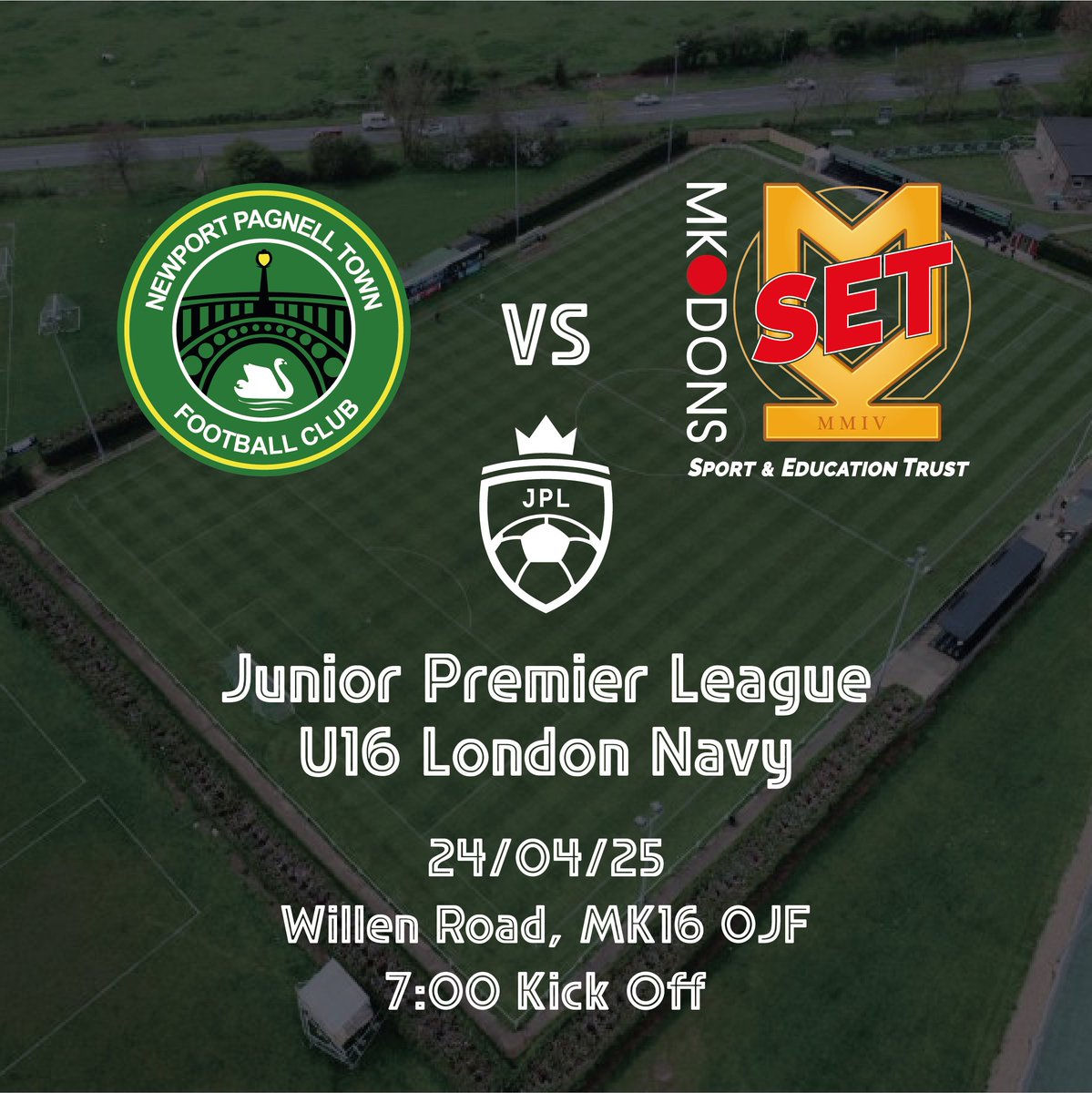 nptfc's tweet photo. After the postponement of the game earlier in the week, our U16 Pumas are back in action this evening, on the main pitch, in the Junior Premier League against MK Dons SET U16.

Come on down &amp; #SupportTheSwans and cheer on our League Champions.

📆 24/04/25
🕜 19:00
📍 Willen Road https://t.co/uYHlwHy1Hl