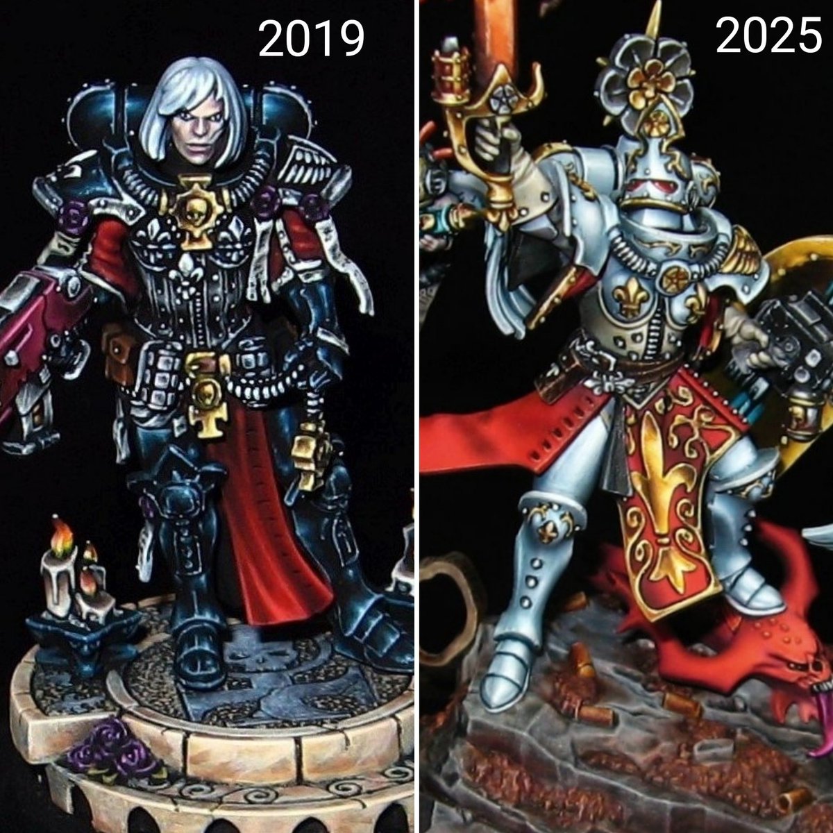 kpminis's tweet image. Two Sisters of Battle, 6 years apart: I feel that I managed to learn something in between these models. Hopefully, I won't have wait until 2031 to paint another one 😉
.
#PaintingWarhammer #WarhammerCommunity