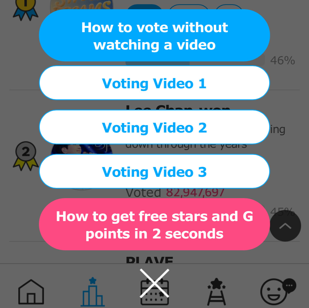 yor_eyes_tell's tweet photo. For those who don’t know how to vote on fan n star here’s how you can vote for Hobi.

Choose Best Music Spring
Click on the “play” button
Choose a random voting video
Type in the captcha and click complete.

Your vote will be counted after watching the video. Do this 40times https://t.co/Y2oJ51ibRC