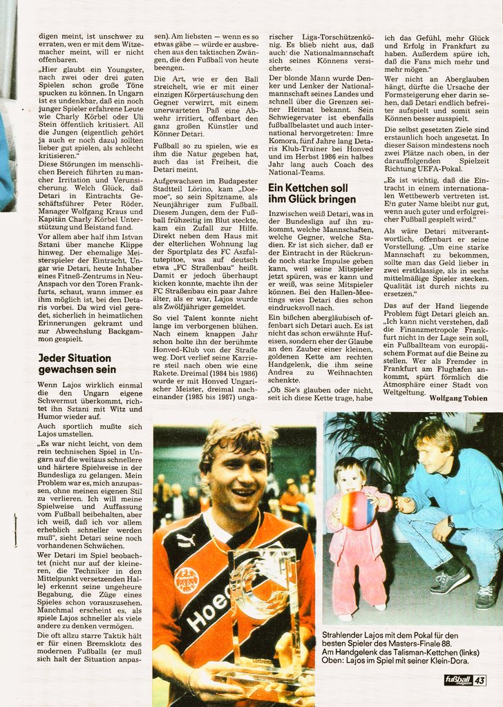 kicker_fuma's tweet photo. "Lajos Detari - Freiheit, die ich meine"

(Aus: Fuma März 1988)

#detari #sge #eintracht #olympiakos #honved #ungarn #botd #happybirthday https://t.co/65XiqnW9lc