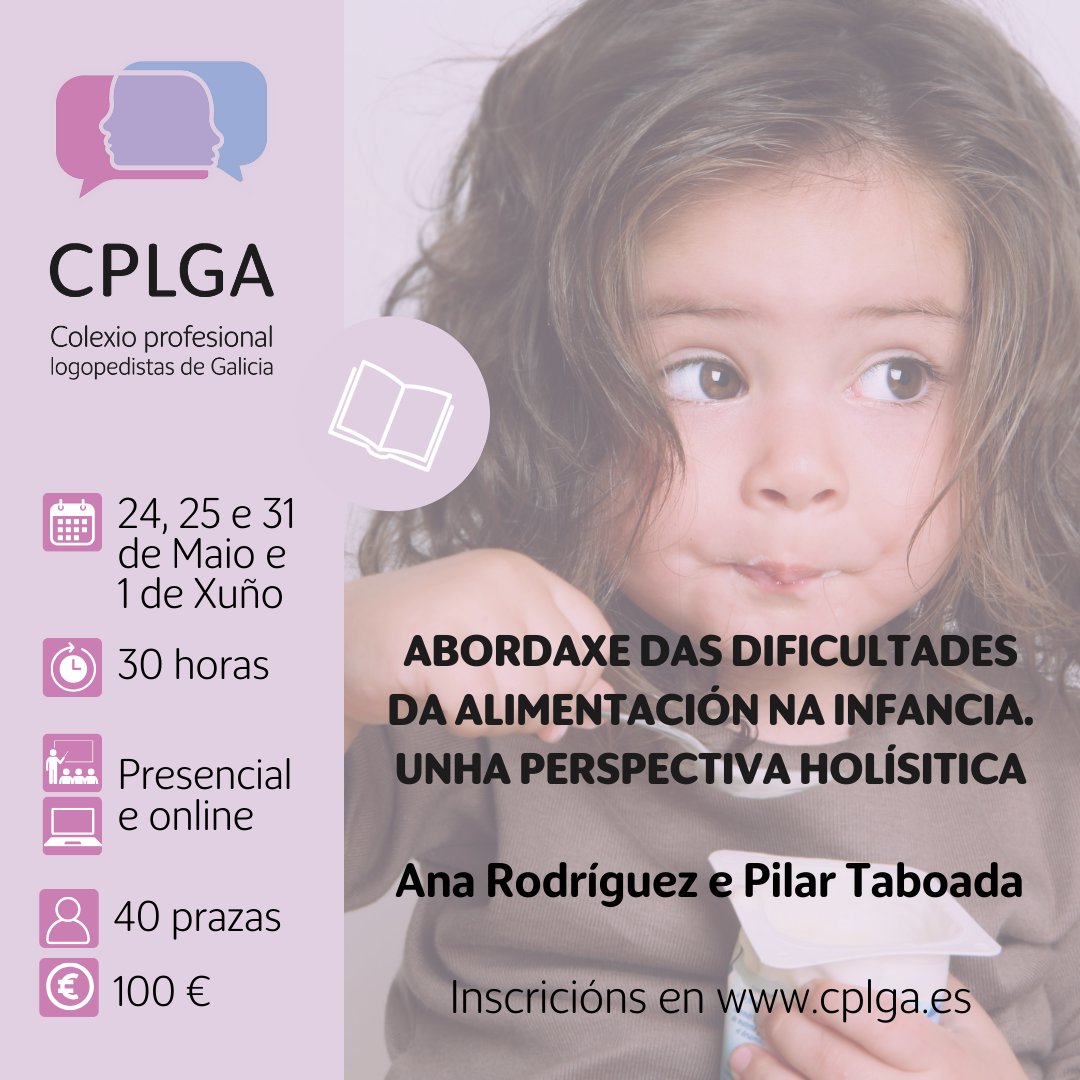 Mañá ás 10.00 horas abrimos inscrición para a formación "ABORDAXE DAS DIFICULTADES DA ALIMENTACIÓN NA INFANCIA. UNHA PERSPECTIVA HOLÍSTICA"

📇: 24, 25 e 31 de Maio e 1 de Xuño de 2025
👨‍🏫: Ana Rodríguez e Pilar Taboada
💻🏨: Online e presencial 

+Info :
cplga.es/formacion/curs…
