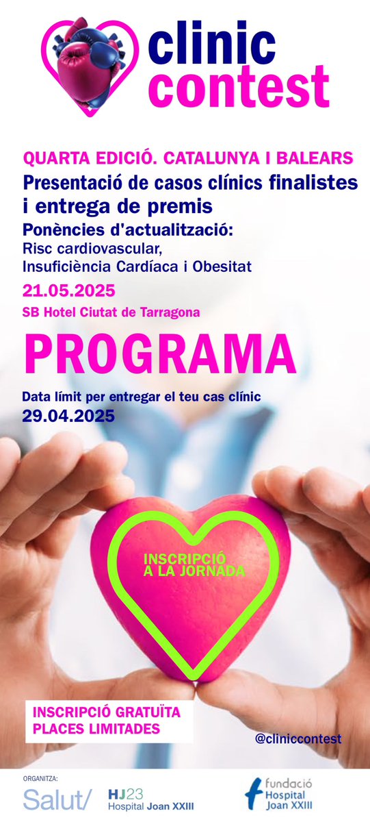 Tens un cas clínic top?
Apunta’t al Clinic Contest 2025!
Finalistes, premis i debat sobre risc CV, IC i obesitat!
21 de maig a Tarragona
Inscripció gratuïta 
➡️ forms.office.com/e/KJkrdBbcx6
<a href="/cliniccontest/">Clinic Contest Tarragona</a> #ClinicContest2025
No t’ho perdis!
Casos, ciència i còctel final!!