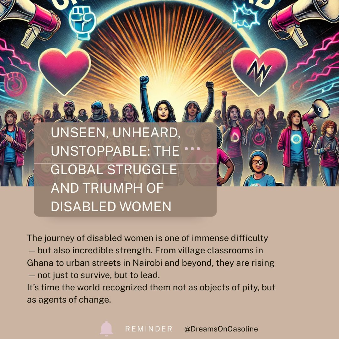 DreamsOnTURBO's tweet photo. I just published UNSEEN, UNHEARD, UNSTOPPABLE: THE GLOBAL STRUGGLE AND TRIUMPH OF DISABLED WOMEN https://t.co/vwlngnRerR #DisabledWomen #Inclusion #Africa #Ghana #Equity #WomenEmpowerment #DisabilityRights #IntersectionalFeminism #dreamsongasoline #usa #uk #UAE #INDIA #NIGERIA https://t.co/9KtysOxtuu