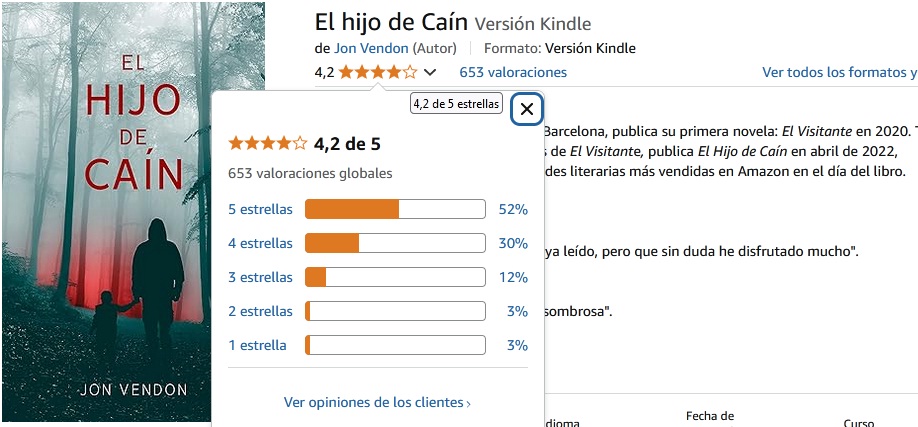 ¡¡¡GRACIAS, LECTORES!!!👏👏👏
👉Más de 650 valoraciones/reseñas en #Amazon 
👉La mayoría (52%) le otorga la máxima puntuación: 5⭐️
EL HIJO DE CAÍN
📱leer.la/B09YMSYBMD
📖leer.la/B09Y512XBB
#ElHijoDeCaín #thriller #librosrecomendados #leer