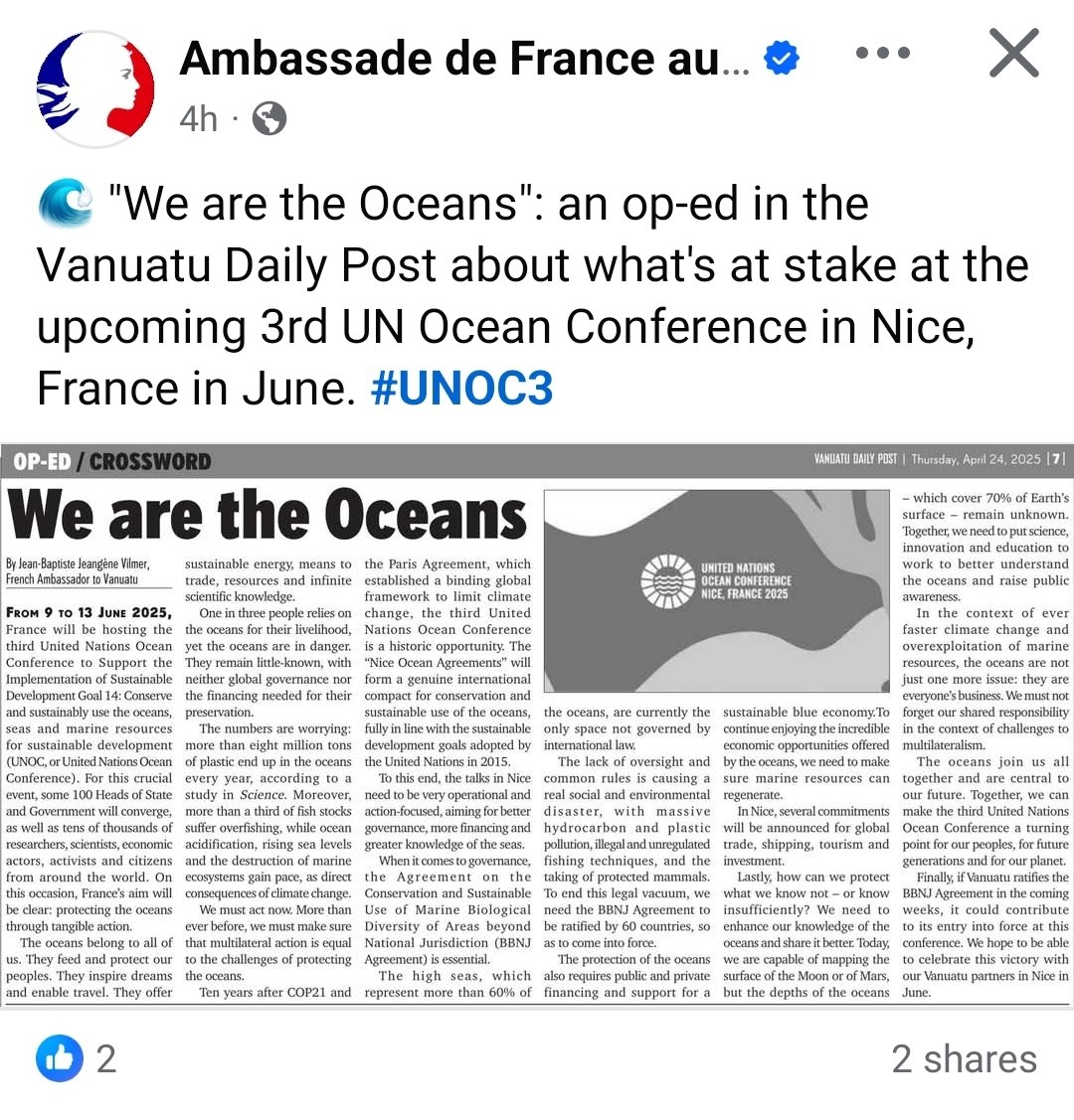 Agents of French imperialism in the Pacific co-opting key Pacific studies texts for their own purpose, through supposed care for the oceans and environment. Who is "we"? Epeli Hauʻofa's book "We Are the Ocean" is a reference in Pacific studies. This is insidious.