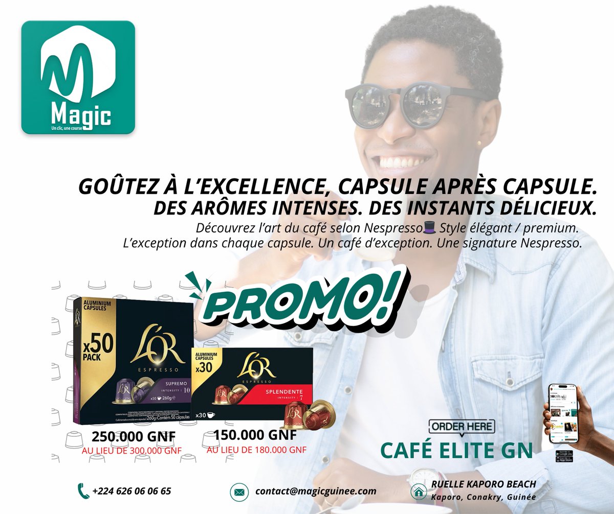 Un café qui fait battre le cœur sans faire mal au portefeuille.
Capsules Nespresso en promo, uniquement sur 𝐥’𝐚𝐩𝐩𝐥𝐢 𝐌𝐚𝐠𝐢𝐜. Goûtez la différence.
𝐎𝐟𝐟𝐫𝐞 𝐯𝐚𝐥𝐚𝐛𝐥𝐞 𝐣𝐮𝐬𝐪𝐮'𝐚𝐮 𝟎𝟒 𝐌𝐚𝐢 𝟐𝟎𝟐𝟓
#𝐂𝐨𝐟𝐟𝐞𝐞𝐋𝐨𝐯𝐞𝐫𝐬 #𝐌𝐚𝐠𝐢𝐜𝐀𝐩𝐩