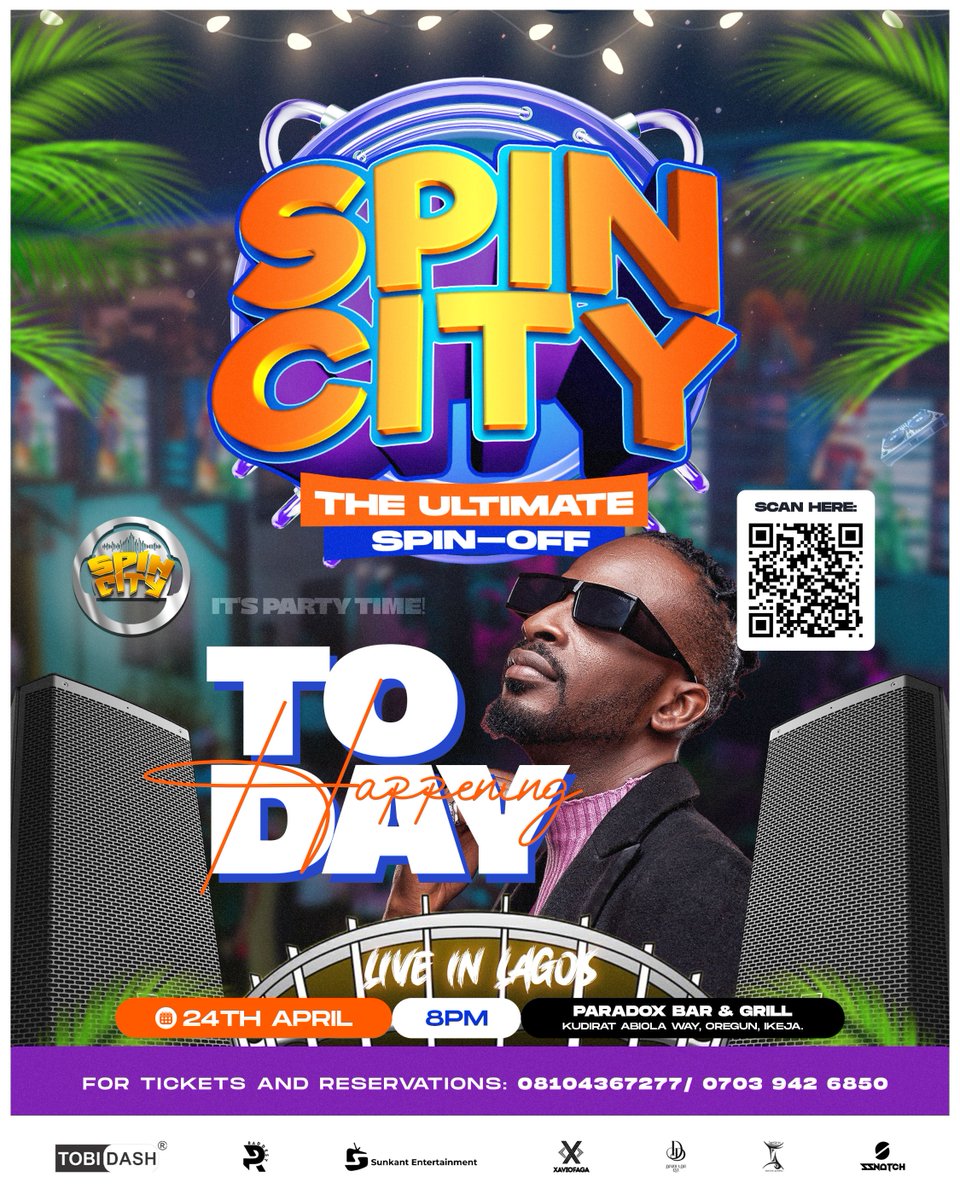 spin_city's tweet photo. TONIGHT, WE OUTSIDE 🔥
It’s D-DAY, Lagos! The vibes are ready, the DJs are spinning, and the city won’t sleep.
📍April 24 | 🕗 8PM | Kudirat Abiola Way, Oregun Ikeja

Tag who's coming with you! #SpinCity2 https://t.co/xtH8NkDAst