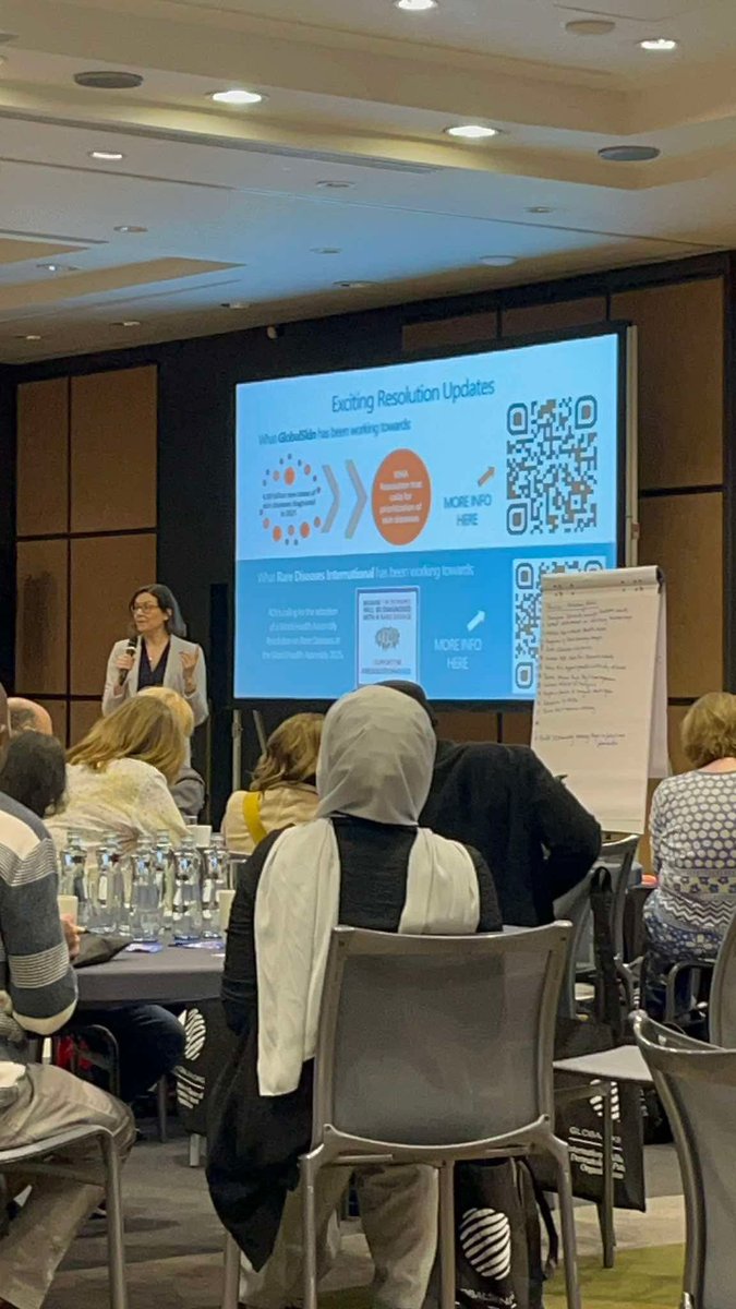 psorphil's tweet photo. Jennifer Austin sharing some updates on the WHA Skin Health Resolution and Rare Disease Resolution.
#GSChampion2025 #GlobalSkin #RareDerm #AtopicEczema #Conference #Dermatology #Prague https://t.co/qWuAoJ3RHy
