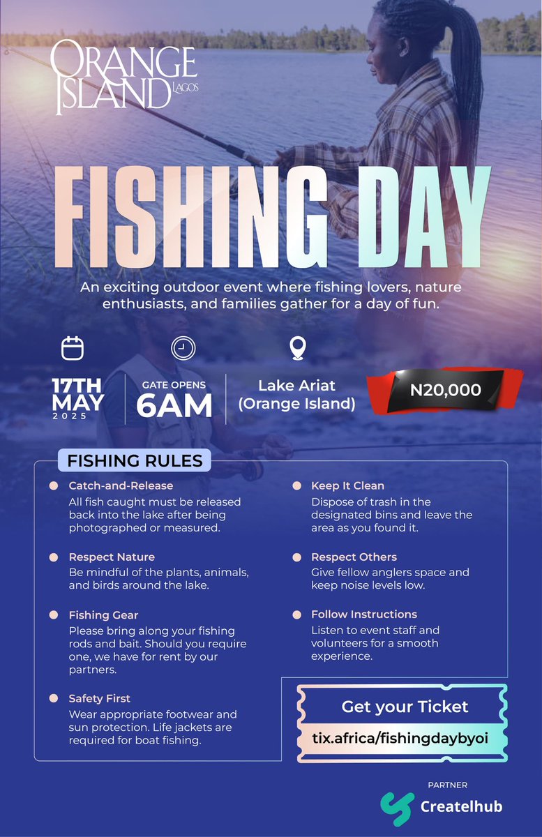 createlhub's tweet photo. Fishing Day at Lake Ariat is an exciting outdoor event where fishing lovers, nature enthusiasts, and families gather for a day of fun. It's all about fishing, games, and enjoying nature. https://t.co/17apRXrMpU