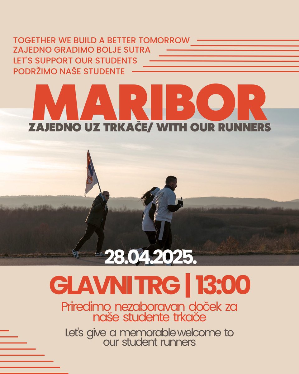 lenabasic31's tweet photo. Sada je i zvanično.

Glavni Trg, Maribor, ponedeljak 28.04.2025. u 13:00 dočekujemo trkače. 🏆 https://t.co/c0FOqeNCSf