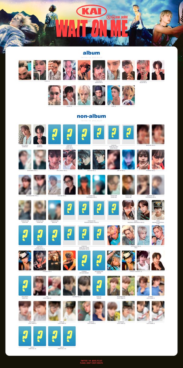 KAI | WAIT ON ME PHOTOCARD LIST full size in bio + sign event