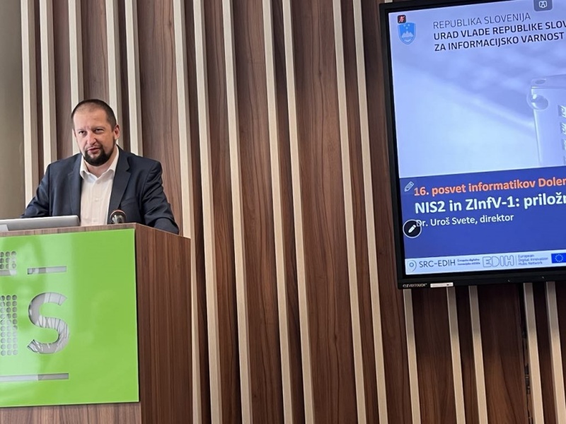 URSIV_Slovenia's tweet photo. Direktor #URSIV dr. Uroš Svete je bil uvodni predavatelj na 16. posvetu dolenjskih in belokranjskih informatikov - Uvedba NIS 2 v praksi: Izzivi, standardi in primeri dobre prakse. 📄🔐
#KibernetskaVarnost #NIS2 #ZInfV1 https://t.co/BAzR5t998d