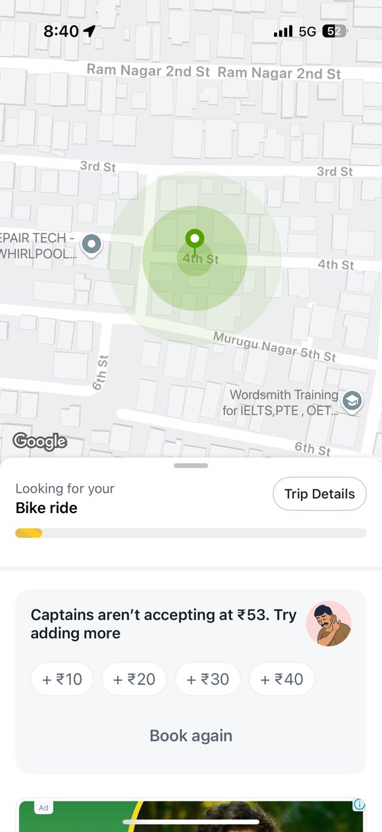 moorthyvina's tweet photo. Hi @rapidobikeapp , I using your service daily and used to pay ₹63 per ride. After buying the Power Pass, it shows ₹53 but no pilot accepts my ride for this amount, The app then asks to add ₹10–₹40 more. What's the point of the Power Pass if I still have to pay extra? https://t.co/qlTh3Mkn1t