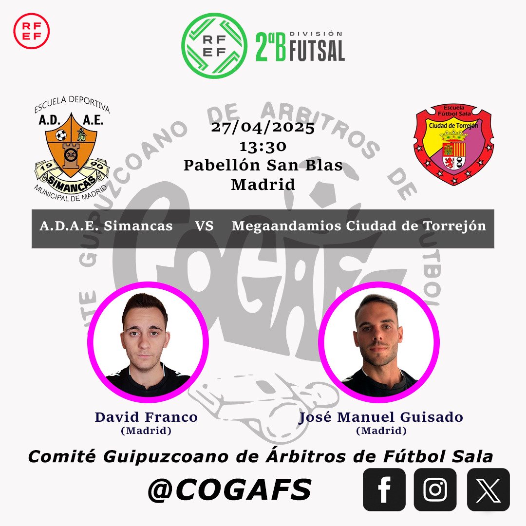 📄 Designaciones | 2ª División B  | Grupo 4 | Jª 29

#futsal #aretofutbola #futsalreferee #referee #arbitro #arbitra #ctafs #rfef #designaciones #quenotelocuenten #cogafs