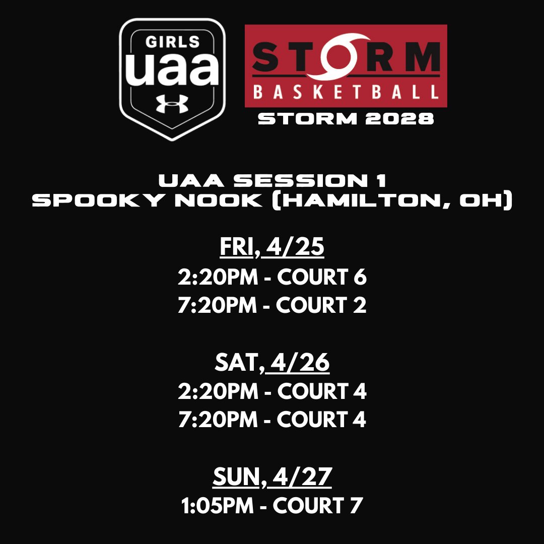 Sunday time change. Here is the updated 2028 Storm schedule.