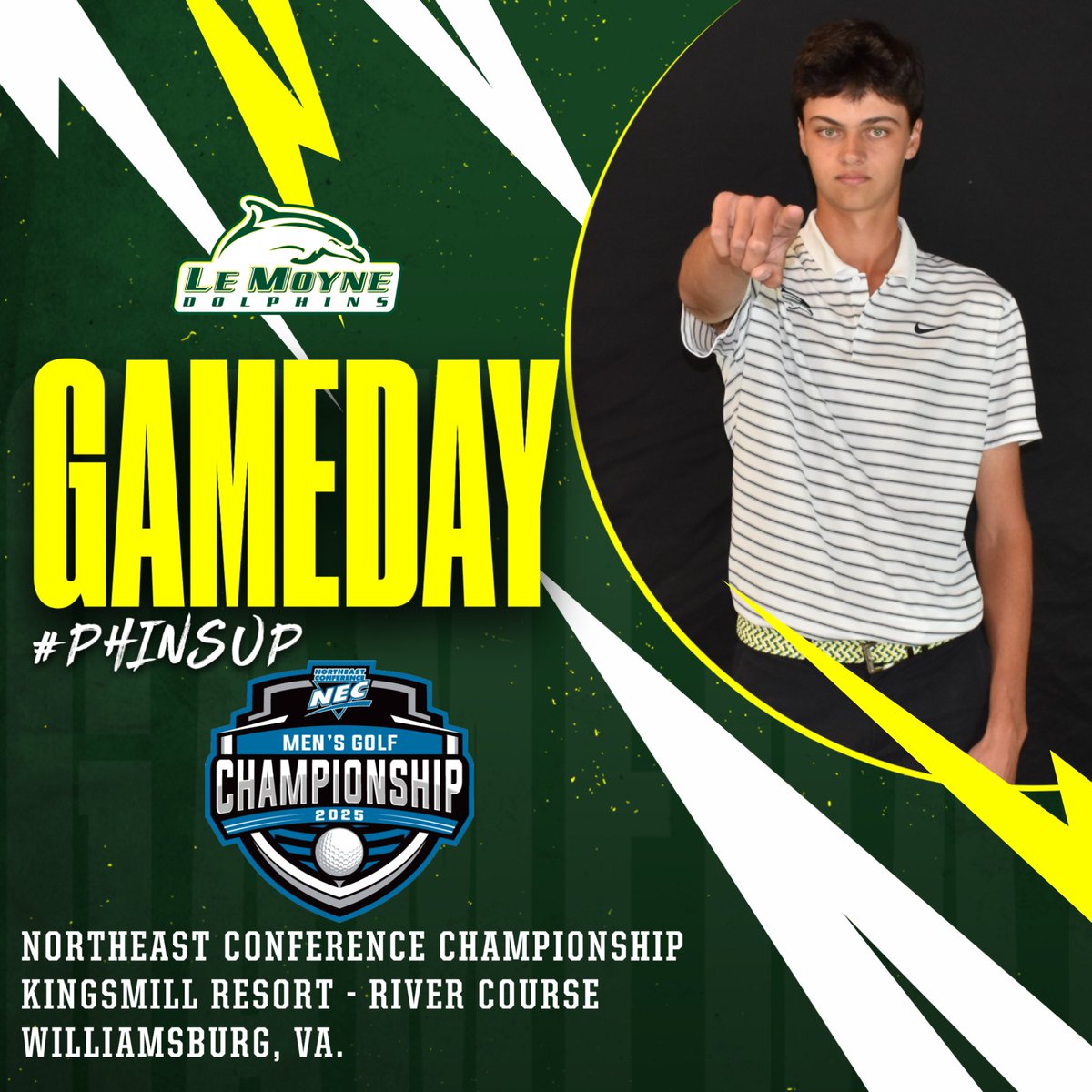 We begin our pursuit for our first conference championship!

🆚 Northeast Conference Championship - Day One
⏰ 8:30 AM
⛳️ Kingsmill Resort’s River Course – Williamsburg, Va.
📊 scoreboard.clippd.com/tournaments/23…
📜 lemoynedolphins.com/news/2025/4/23…