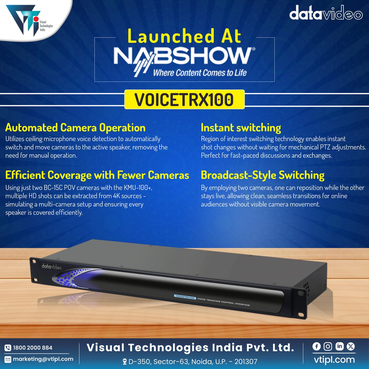 Autocast Live- Automate Your Live Production!

We’re excited to introduce the <a href="/DatavideoAsia/">Datavideo Asia</a> 's VOICETRX100 at <a href="/NABShow/">NAB Show</a>! -a cutting-edge solution for automated camera operation.

Watch Now: youtube.com/watch?v=BiqFIu…

#NABSHOW2025 #Innovation #CameraTechnology #DataVideo #VTIPL