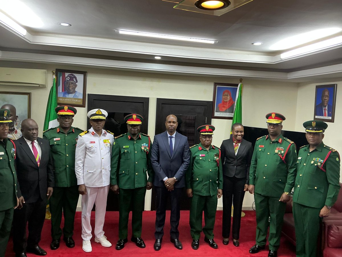 On 24th April 2025, the Mission received Amb. Maj. Gen. WA Ibuge, Commandant of the Tanzania  National Defence College (NDC). The visit of  Amb. Maj. Gen. WA Ibuge and his delegation seeks to further strengthen the excellent existing cooperation between Tanzania and Nigeria NDC.