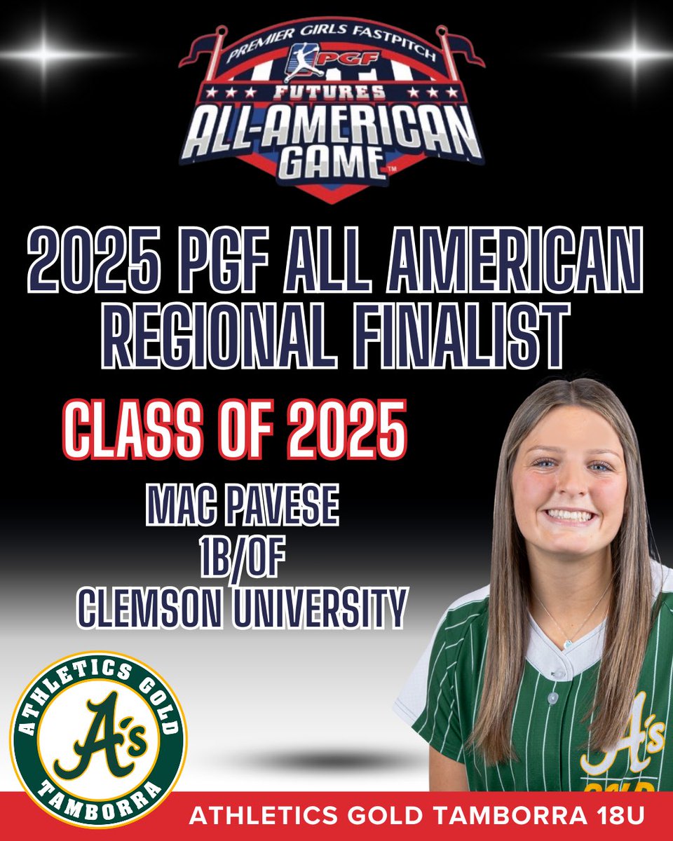 Mac Pavese (@mac_pavese) on Twitter photo Thank you <a href="/PGFnetwork/">PGF</a> for recognizing me as a Regional Finalist for the PGF All-American Game. <a href="/AGTTamborra18U/">Athletics Gold Tamborra 18U Gold - Tamborra</a> <a href="/clemsonsoftball/">Clemson Softball 🥎</a> <a href="/rittmanjohn/">John Rittman</a> <a href="/ClemsonCoachKJ/">Kyle Jamieson</a> <a href="/KatieRepole/">Katie “Crash” Repole</a> <a href="/Coach_Wigs/">Ryan Wieligman</a> <a href="/jesss_harperr/">Jessie Harper</a> Thank you <a href="/PGFnetwork/">PGF</a> for recognizing me as a Regional Finalist for the PGF All-American Game. <a href="/AGTTamborra18U/">Athletics Gold Tamborra 18U Gold - Tamborra</a> <a href="/clemsonsoftball/">Clemson Softball 🥎</a> <a href="/rittmanjohn/">John Rittman</a> <a href="/ClemsonCoachKJ/">Kyle Jamieson</a> <a href="/KatieRepole/">Katie “Crash” Repole</a> <a href="/Coach_Wigs/">Ryan Wieligman</a> <a href="/jesss_harperr/">Jessie Harper</a>