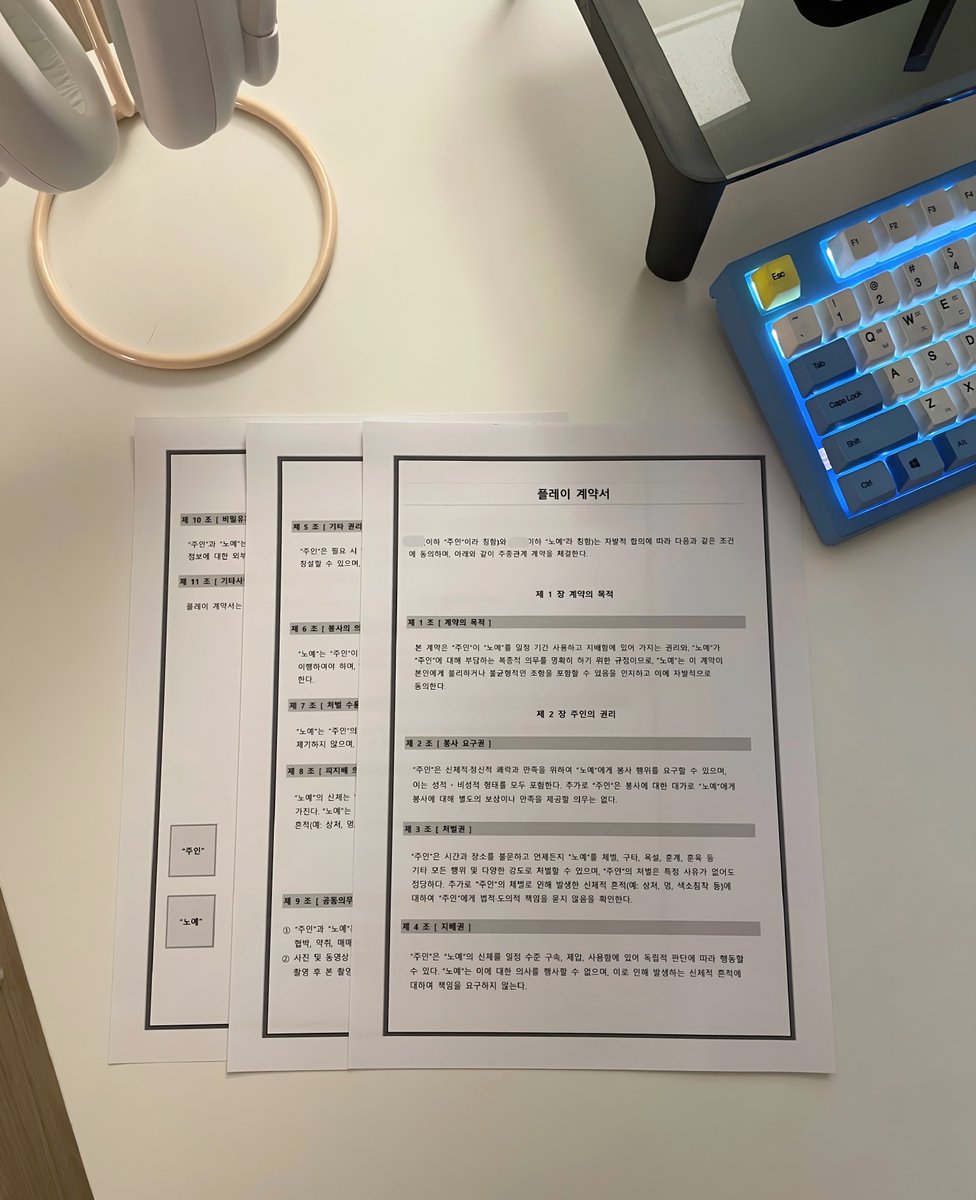 옛날에 하드플 했을 때 파트너랑 계약서
자주 썼었는데 법적 효력 딱히 없다는 거
알게 된 이후로 귀찮아서 한 번도 안 썼음.
짐 정리하다가 오랜만에 발견한건데
추억 돋네