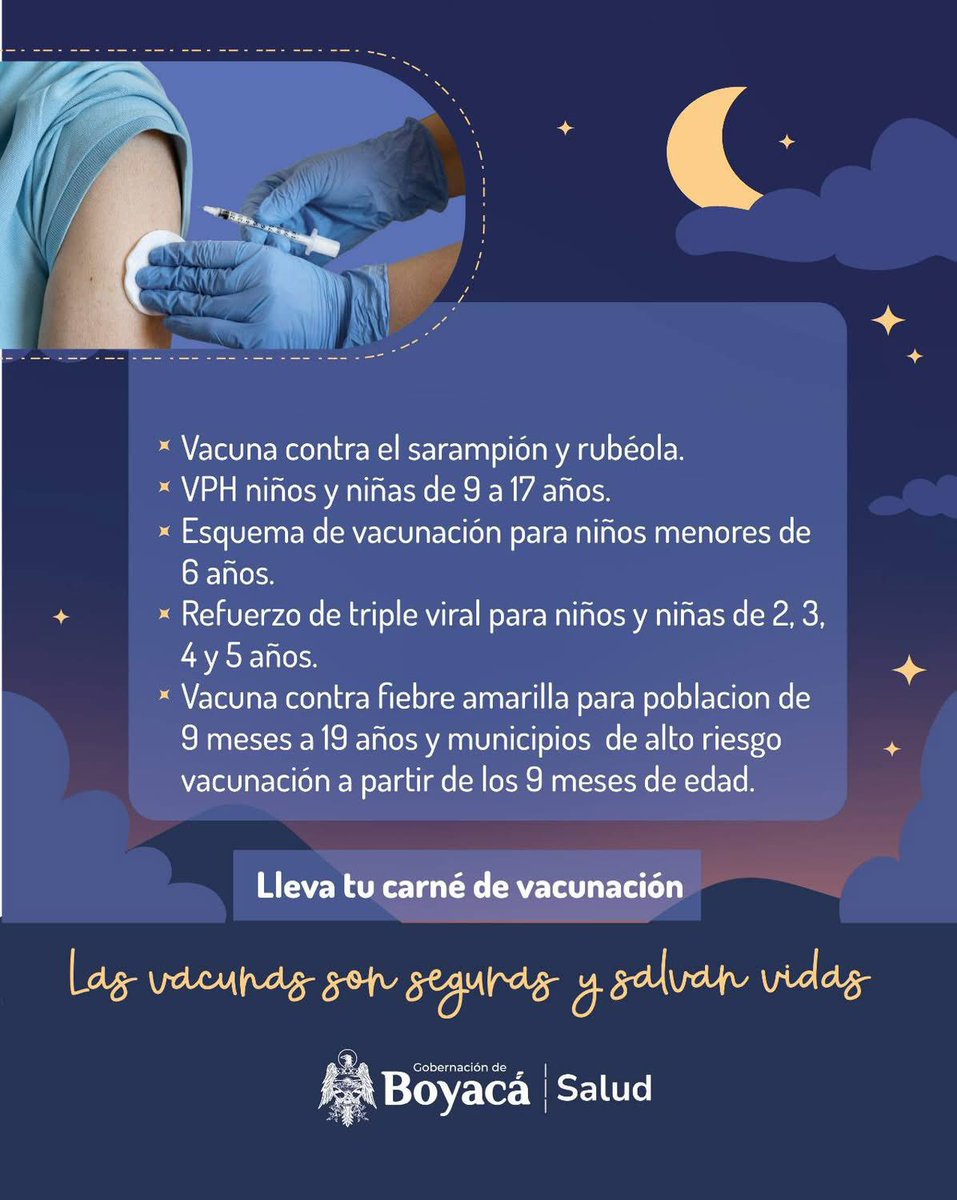 Boyaca95_6FM's tweet photo. #Agéndese | Ante la alerta nacional por fiebre amarilla, en el territorio boyacense se ha intensificado la jornada de vacunación con el fin de prevenir posibles contagios.
Las autoridades de salud han priorizado la inmunización de niños, jóvenes y viajeros. https://t.co/Zcoyuwxun6
