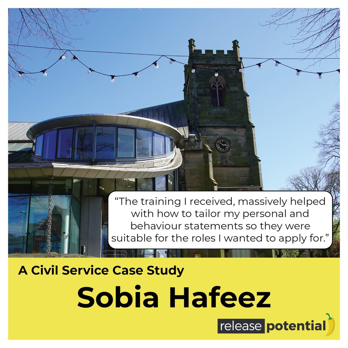 Release Potential (@r_potential) on Twitter photo Happy Friday, folks!
For this week's Case Study we hear from Sobia about her journey surrounding her time on our #CivilService course!
Click the link to give it a read! tinyurl.com/2s57hb3c
<a href="/WestMids_CA/">West Midlands Combined Authority</a> <a href="/JCPinWestMids/">JCP In West Mids</a> Happy Friday, folks!
For this week's Case Study we hear from Sobia about her journey surrounding her time on our #CivilService course!
Click the link to give it a read! tinyurl.com/2s57hb3c
<a href="/WestMids_CA/">West Midlands Combined Authority</a> <a href="/JCPinWestMids/">JCP In West Mids</a>