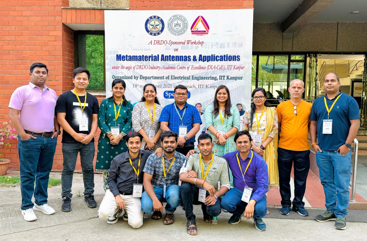 IITKanpur's tweet photo. The Department of Electrical Engineering at IIT Kanpur successfully hosted a three-day national workshop on Metamaterial Antennas and Applications, under the DRDO-Industry-Academia Centre of Excellence (DIA-CoE). Co-sponsored by Keysight Technologies, Agmatel, Rohde & Schwarz, Anritsu, IEEE UP Section, IEEE APS SBC, and IEEE UP Chapter, the workshop brought together experts from academia, defence, and industry. Shri L. C. Mangal, DS & DG(TM), DRDO HQ, inaugurated the event and delivered a keynote on “Multifunctional RF Devices and Systems,” highlighting their critical role in modern communication systems.

Prof. Tarun Gupta (Dean R&D, IIT Kanpur) and Prof. Yogesh Singh Chauhan (HoD, EE & IEEE UP Chair) addressed the gathering. Coordinated by Prof. Raghvendra Kumar Chaudhary and Prof. Kumar Vaibhav Srivastava, the workshop featured 13 technical sessions with talks by experts like Dr. Ashutosh Kedar (LRDE), Dr. Pramendra Kumar Verma (DEAL), and faculty from IITs Patna, Jammu, Indore, and BEL Ghaziabad. With 125+ participants from 55+ institutions including IITs, NITs, IIITs, and DRDO labs, the event enabled vibrant academic-industry exchange.

Participants also toured advanced labs at IIT Kanpur, including the Microwave, mmWave, EMI/EMC, MedTech, and Airstrip facilities. An industry exhibition displayed cutting-edge tools like VNAs and D-band setups, drawing strong interest. IEEE representatives engaged attendees, promoting ongoing initiatives and collaboration opportunities.

@BEL_CorpCom @Shashimediabran 
#Workshop #MetamaterialAntennas #latestadvancements #EMI #EMC  #MultifunctionalRFDevices #academicindustryexchange