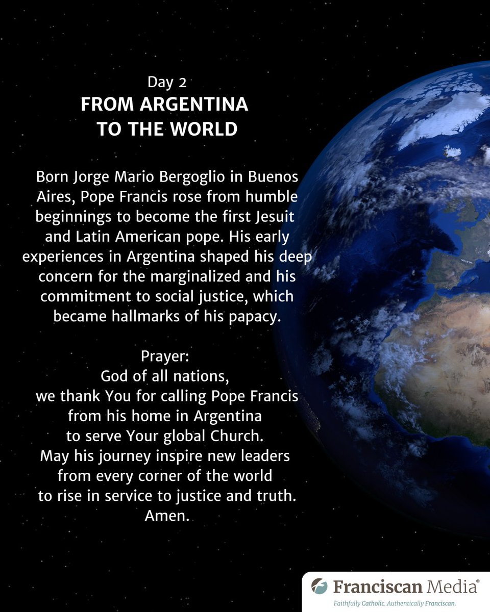 SaintOfTheDay's tweet photo. Join us on Day 2 in a nine-part spiritual reflection—a journey through the core themes of Pope Francis’s life and ministry. Today we reflect on Pope Francis journey to the papacy. 
#PopeFrancis #Franciscan #PrayersforPopeFrancis https://t.co/UiqGs7ilwL