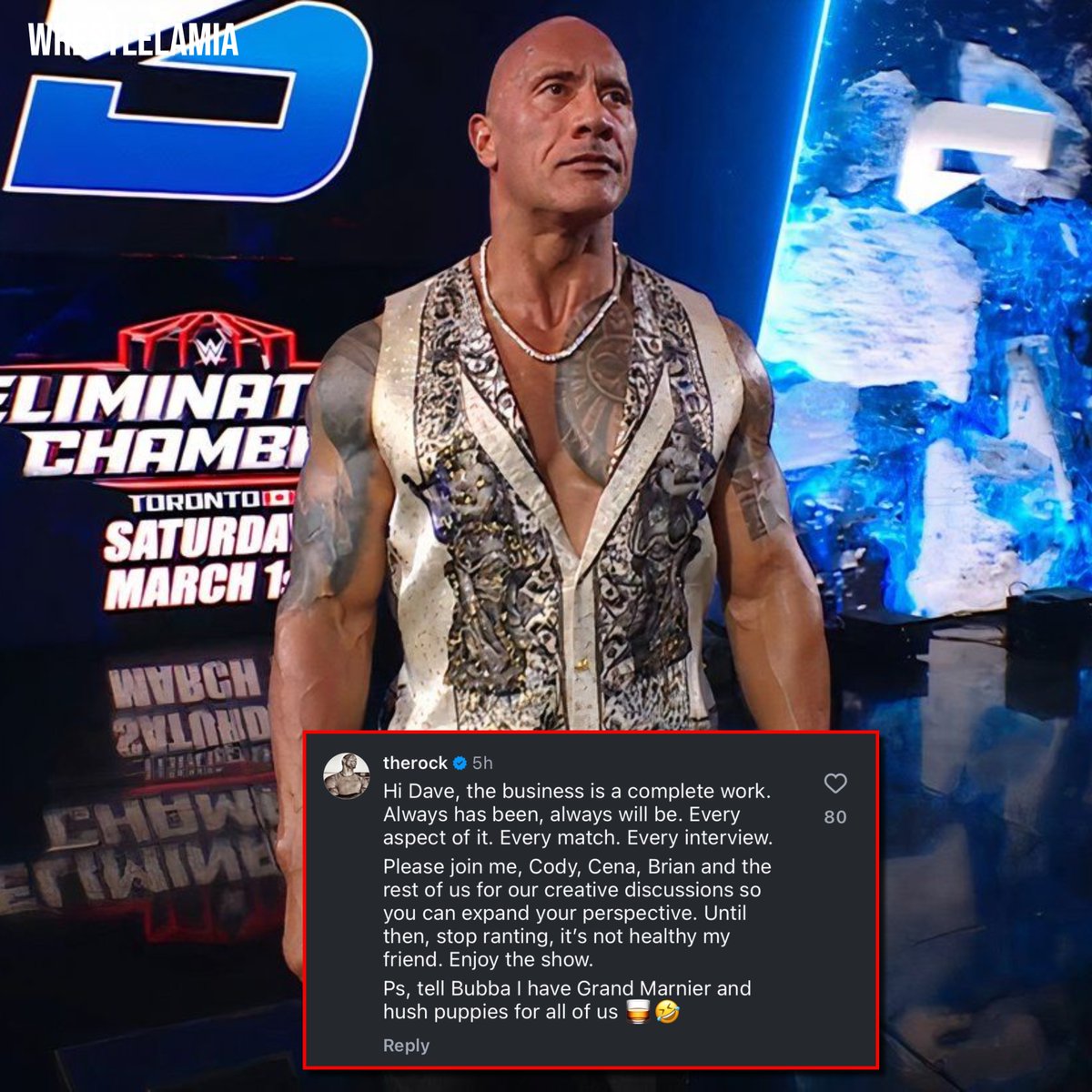 Right now, the Rock is doing himself no favors with a response like this. 

Why is it so hard to acknowledge that you fucked up on the situation and that you should have been there for at least WrestleMania.

Triple H not even being mentioned in this should tell you all you need