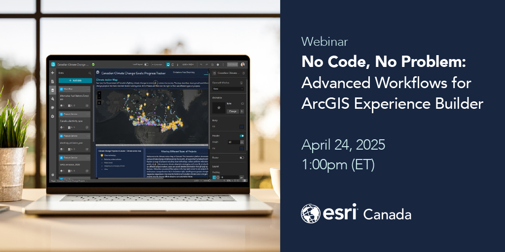 esricanada's tweet image. LAST CHANCE TO REGISTER!

In this webinar, we&apos;ll explore advanced workflows in ArcGIS Experience Builder that will help you build dynamic, interactive and highly customized applications with ease. 

🔗 𝗥𝗲𝗴𝗶𝘀𝘁𝗲𝗿 𝗵𝗲𝗿𝗲: ow.ly/Smvl50VGke1