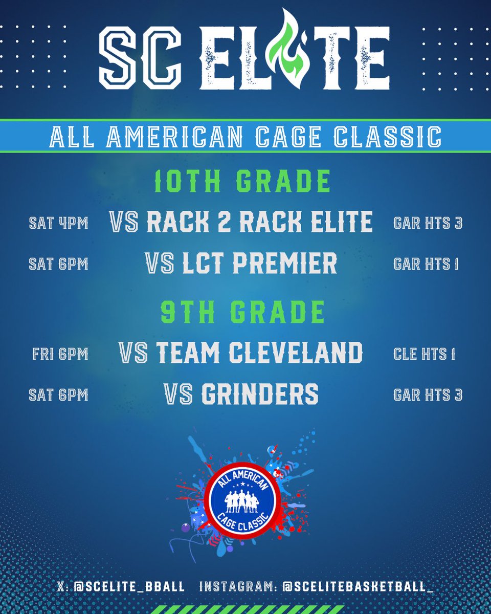 SCElite_Bball's tweet photo. Find our HS Boys this weekend at TNBA’s #AllAmericanCageClassic
#WeStayElite #TheFireWithin #SCElite https://t.co/XWXIzQIGDt