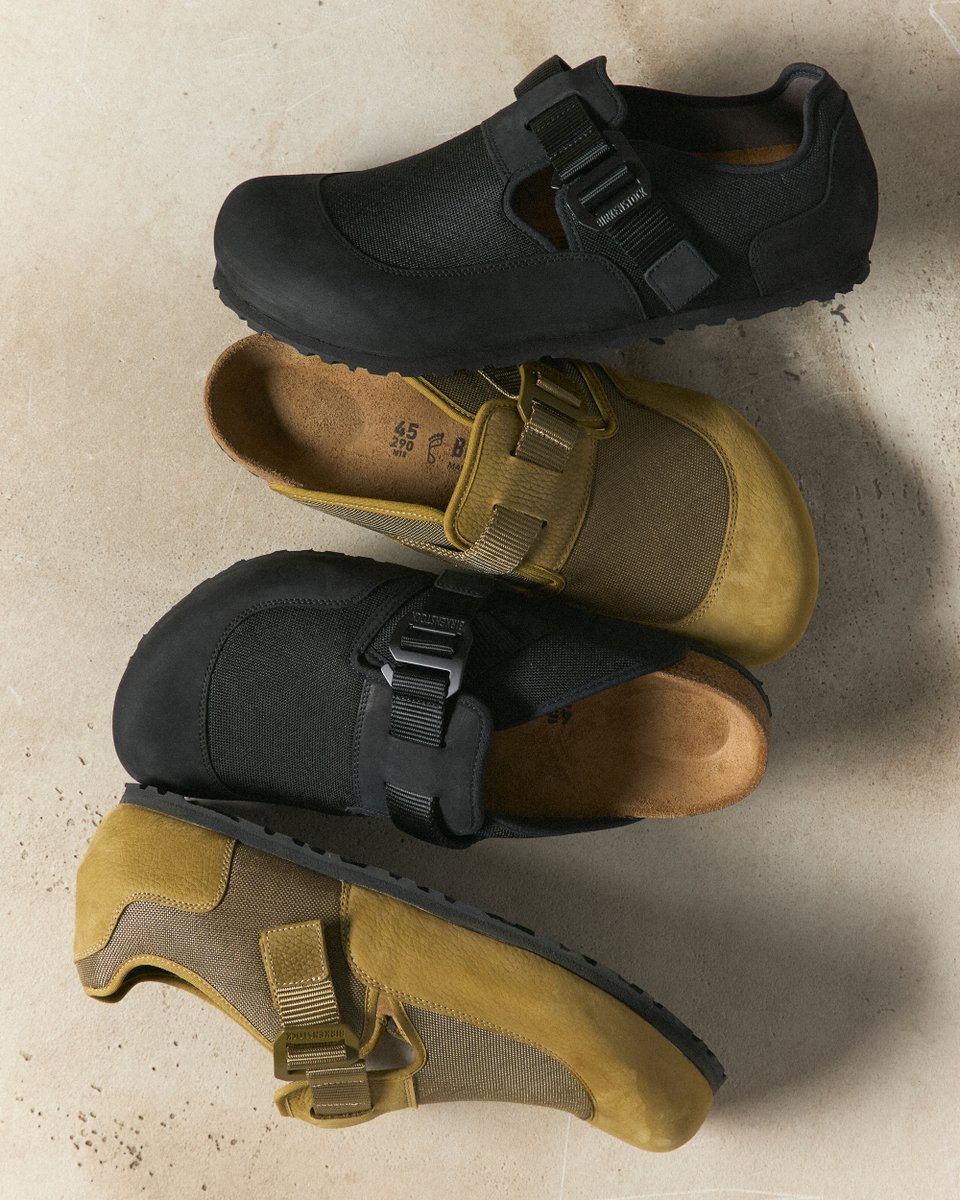 endclothing's tweet photo. Introducing the Birkenstock ‘Utility Pack’.

Built for the street, grounded in legacy.

Unlined nubuck uppers, metal G-hook buckles, stitched webbing - the London Nova and Boston Nova bring utilitarian design to the everyday grind. Finished with the legendary cork footbed and anti-slip Birkengrip outsole, this is street style with substance.

Available to shop at END. now via https://t.co/aus0kTBK56