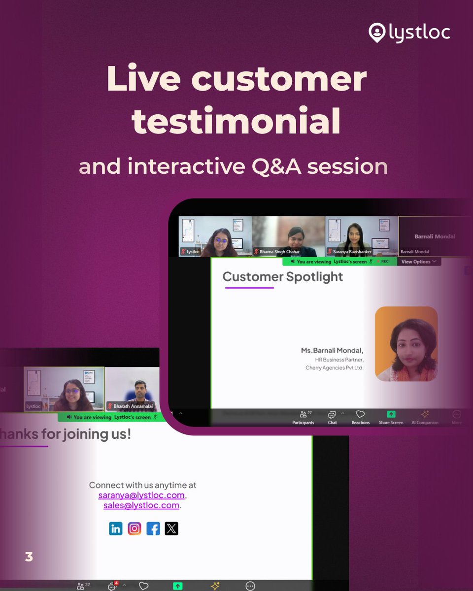 lystloc's tweet photo. 🔴Here are the glimpses from today's live webinar!

Thank you everyone for your participation and for making our webinar a huge success.

Looking forward to hosting many such interesting webinars! 

#webinarsuccess #realtimemanagement #lystloclive https://t.co/2Qp0UIAXjj