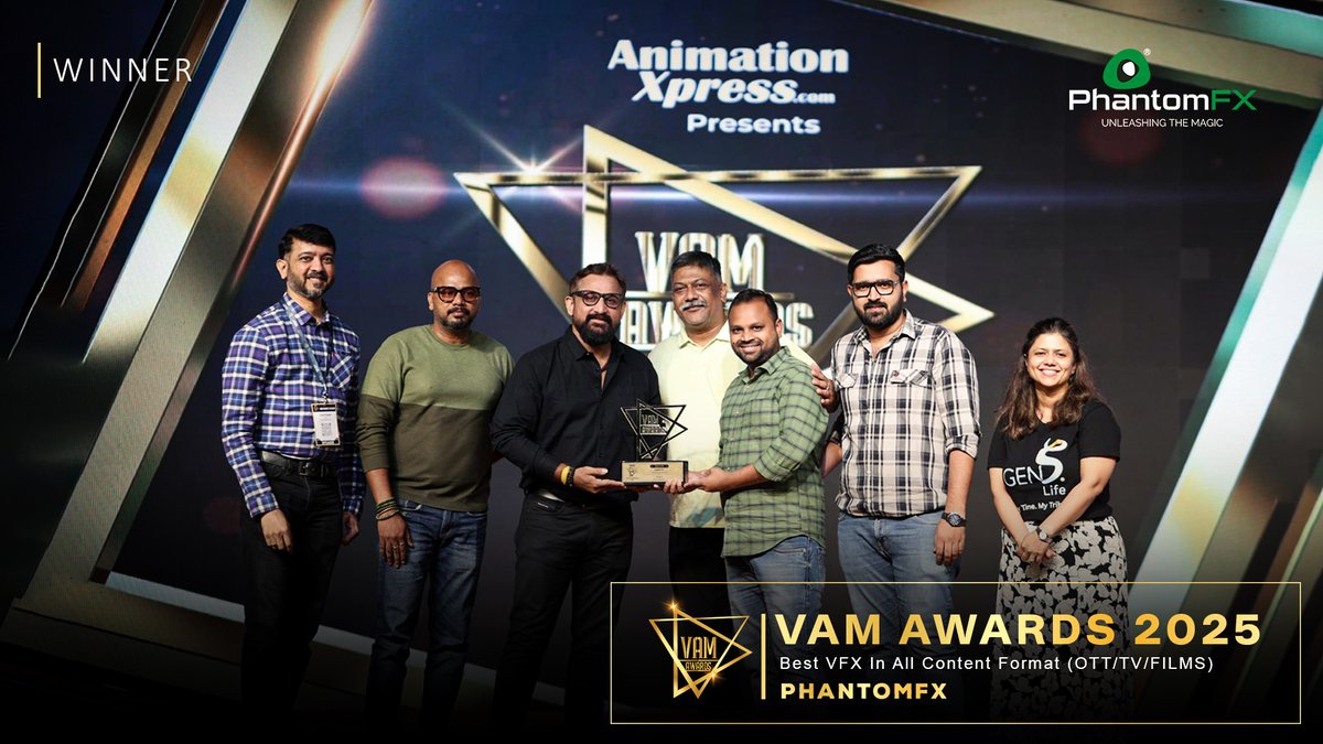 phantomfx_india's tweet photo. We’re proud to announce that #PhantomFX has claimed 4 #VAMAwards this year! Each win reflects the dedication, pride and futuristic thinking! A massive shoutout to our incredible crew on this big win🏆

#VFX #Thandel #IC814TheKandaharHijack #VEGAS #TippettStudio @bejoyraj https://t.co/ytWye4Epky