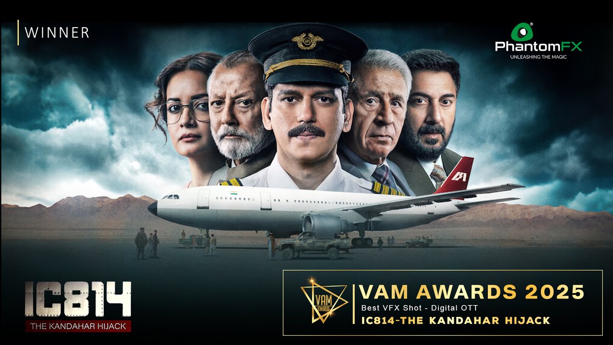 phantomfx_india's tweet photo. We’re proud to announce that #PhantomFX has claimed 4 #VAMAwards this year! Each win reflects the dedication, pride and futuristic thinking! A massive shoutout to our incredible crew on this big win🏆

#VFX #Thandel #IC814TheKandaharHijack #VEGAS #TippettStudio @bejoyraj https://t.co/ytWye4Epky