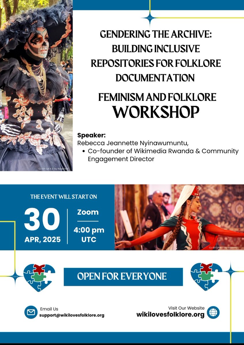 WikiFolklore's tweet image. Gendering the Archive: Building Inclusive Repositories for Folklore Documentation is a hands-on session on how to create, edit, and expand gender-inclusive folklore articles and multimedia archives on Wikipedia and Wikidata, led by Rebecca Jeannette Nyinawumuntu.