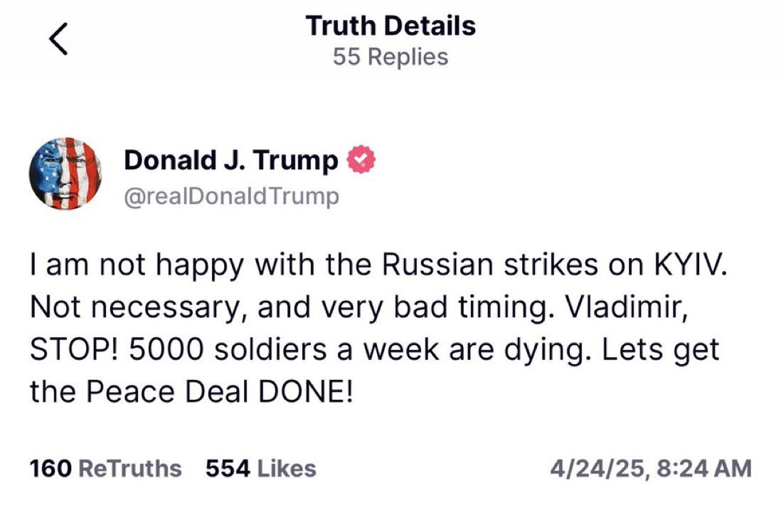 Trump says "Vladimir, STOP!" following the russian strikes on Kyiv that killed and injured dozens