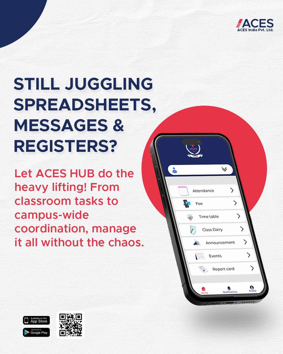aceshub24's tweet photo. Tired of switching between apps and registers? 
ACES HUB brings everything, from attendance to announcements, into one smooth system. Smart schools run smarter. 

#ACESHub #ConnectedEducation #Education #Learning #FutureOfLearning #SmartLearning #DigitalEducation #DataProtection https://t.co/zN22tlC0nu
