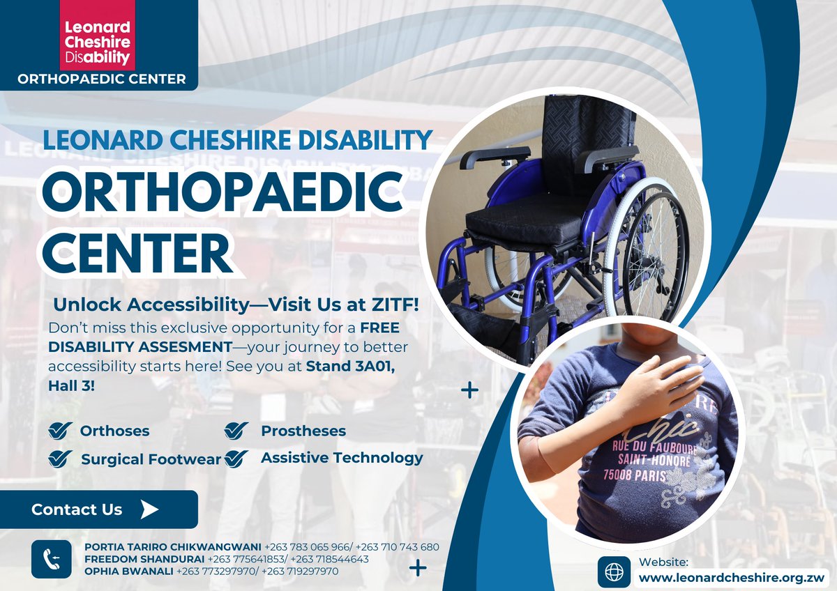 Join our Brilliant Team at Stand 3A01, Hall 3, and be part of something extraordinary! 
We're offering FREE disability assessments exclusively at our stand. Let’s make strides toward empowerment and accessibility together!
Come and see what sets us apart!
#ZITF2025
