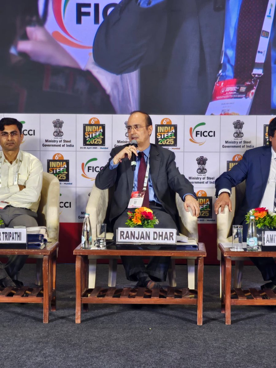 indiasteelexpo's tweet photo. Shri @ranjandhar, Co-Chair, FICCI Steel Committee &amp; Director &amp; VP – Sales &amp; Marketing, @AMNSIndia, shared how they are leveraging global steelmaking expertise to drive green steel &amp; decarbonization during the panel on “International Cooperation in Steel Sector” at #IndiaSteel2025 https://t.co/Iq2Txzqfzn