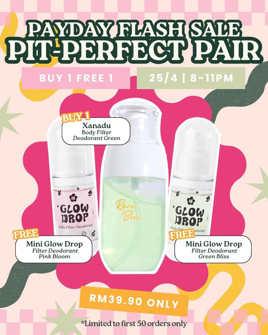 Orang bijak mesti akan grab B1F1 ni 😍

Barang bagus ni time ni la korang boleh beli buat stock ! 

Checkout 1 green deodorant auto dpt mini glow drop with random scent ❤️

Save the date (25/4 8-11pm)

 vt.tiktok.com/ZSrcrmmjm/